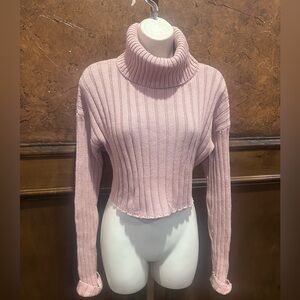 PRE-OWNED SIZE S Forever 21 Pink Ribbed Cowl Neck Sweater